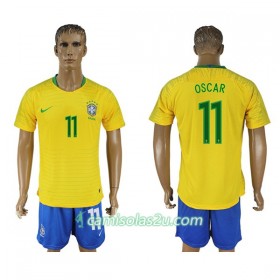 Camisolas de Futebol Brasil Oscar 11 Equipamento Principal Copa do Mundo 2018 Manga Curta